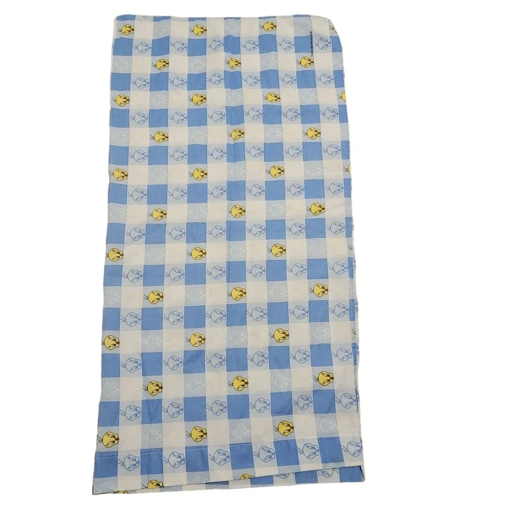 Vintage Warner Bros Blue White Tweety Bird Pillow Case‎ Size 17X33.5 in